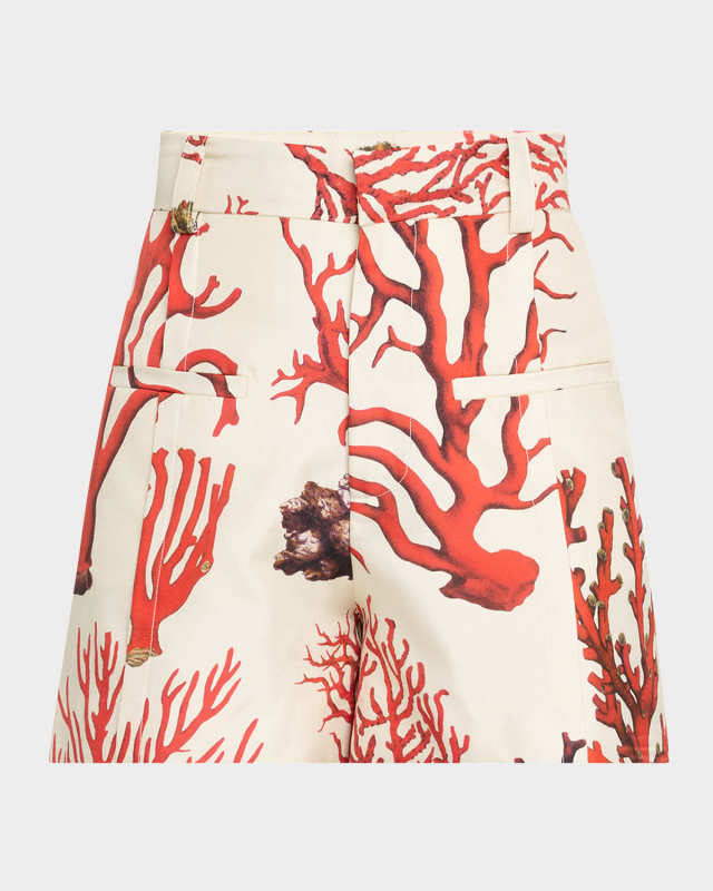 Venetian Coral High-Rise Silk Shorts